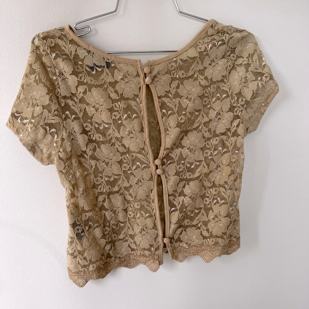 Dilemma lace beige top with open back